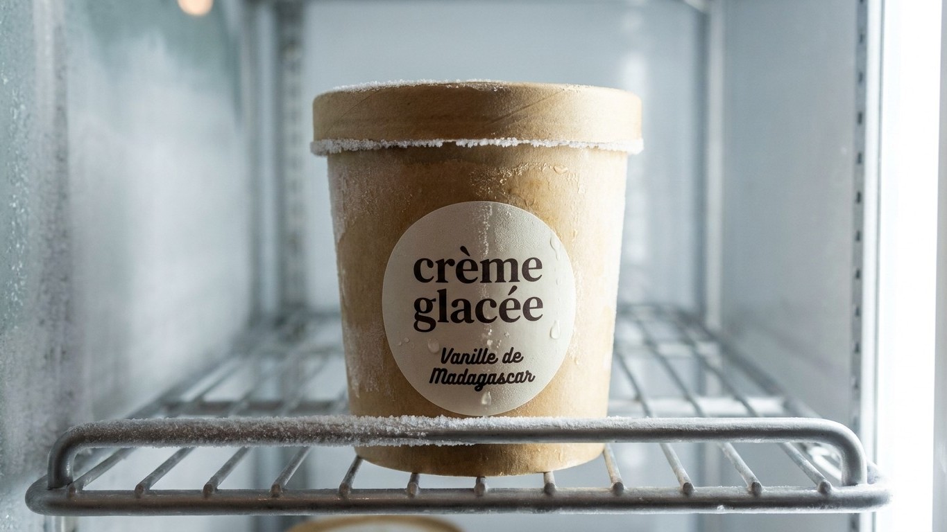 C'est fini pour la mention « crème glacée » sur ces bacs : sous 5 % de matières grasses laitières, la loi belge impose un ...
